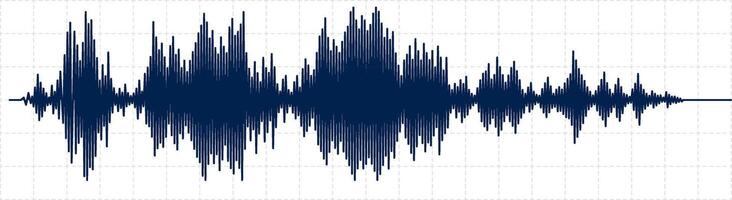 Dark blue seismic activity diagram, plotted on a graph, shows radio frequency waves and oscilloscope waveform, representing data analysis and scientific measurement vector