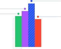 Colorful bar charts are representing positive growth trends and key business statistics, visualized with modern infographic elements for effective data communication vector