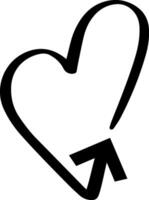 Simple yet expressive illustration featuring a hand drawn heart shape with a bold arrow pointing upwards, conveying feelings of love, affection, and positivity vector