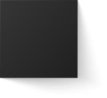 Black square box top view with realistic 3d illustration representing an empty cube package, perfect for pizza packaging or dark paper gift box mockups vector