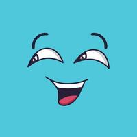 Cartoon face expressing happiness and fun, showing a cheerful mood with a laughing expression, ideal for conveying joy and positive emotions vector