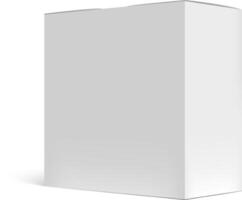 Closed vertical rectangular white cardboard packaging box mockup casting a shadow on a white background, ideal for showcasing product designs and branding vector
