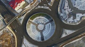View from the drone vertically down to the roundabout video