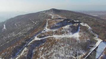 View from the drone to the complex of fortifications of the Vladivostok Fortress video