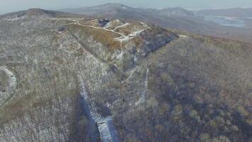 View from the drone to the complex of fortifications of the Vladivostok Fortress video