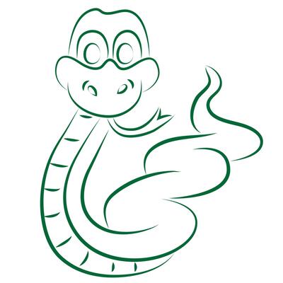 symbol of 2025 green outline of stylized snake