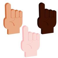 set of isometric palm icon with pointing finger in three skin colors11 vector