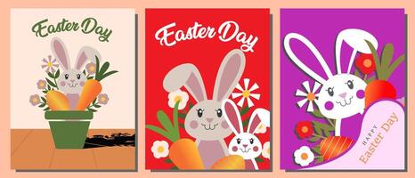 A set of Beautiful Happy Easter Day Design Featuring Bunny, Pastel Colors, Egg Patterns, and Seasonal Graphics vector