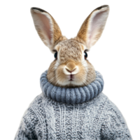 Rabbit in a Knitted Sweater png