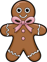 Cute Gingerbread Cookie Character with Ribbon for Christmas Holiday png