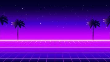 Retro 80s sci-fi futuristic style background animation. retro futuristic synth wave animation in 1980s style. Retro Nostalgic new wave vaporwave cyberpunk animation with vibrant neon colors. video