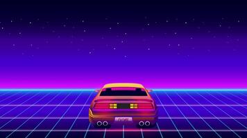 Retro 80s sci-fi futuristic style background animation. retro futuristic synth wave animation in 1980s style. Retro Nostalgic new wave vaporwave cyberpunk animation with vibrant neon colors. video