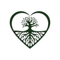 Tree of Life in Heart Shape - Black Design vector