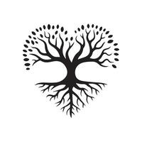 a black and white tree in the shape of a heart vector