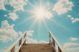 Majestic stairs leading towards a bright sky on a sunny day photo