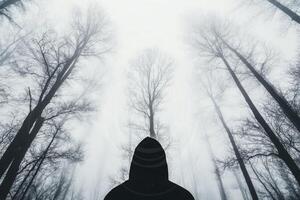 Barren tree silhouetted against a cloudy sky during a tranquil winter afternoon photo
