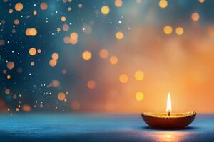 Candlelight glowing softly in darkness creating a serene atmosphere with shimmering bokeh lights photo