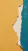 Colorful torn paper background in teal and yellow creating a striking design element photo