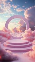 Stunning pastel clouds and serene sky at sunset create a dreamlike atmosphere photo