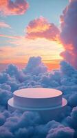 Stunning pastel clouds and serene sky at sunset create a dreamlike atmosphere photo