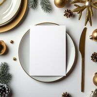 Elegant table setting for a festive celebration with decorative elements photo