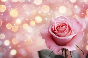 Beautiful pink rose with soft bokeh background illuminating a gentle ambiance photo