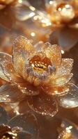 Elegant golden lotus flower adorned with jewels in a decorative setting photo