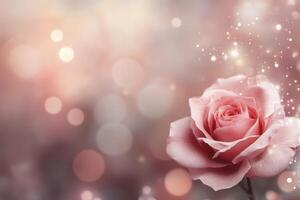 Beautiful pink rose with soft bokeh background illuminating a gentle ambiance photo