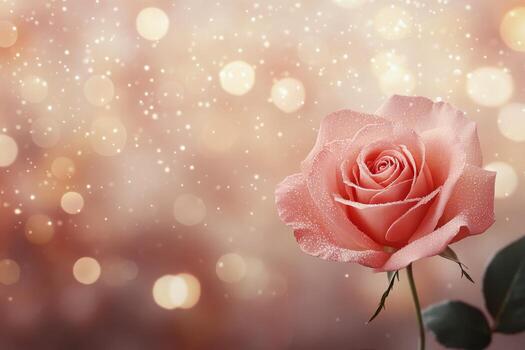 Beautiful pink rose with soft bokeh background illuminating a gentle ambiance photo