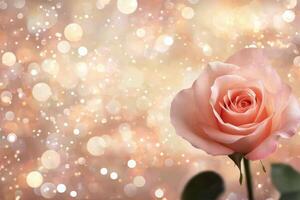 Beautiful pink rose with soft bokeh background illuminating a gentle ambiance photo