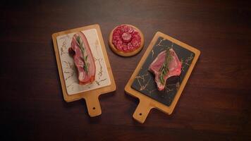 Indulge in Gourmet Meat Plates featuring Fresh Rosemary and an Array of Juicy Meat Cuts video