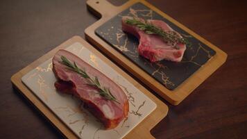 Fresh Meat Cuts Beautifully Displayed on Stylish and Elegant Serving Boards for All to Enjoy video