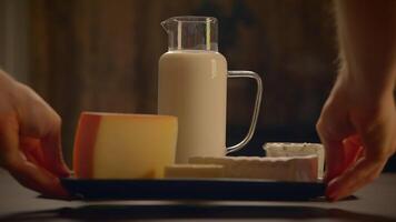 A Beautiful Display of Fresh Dairy Products Arranged on a Table Ready to Enjoy Delightfully video