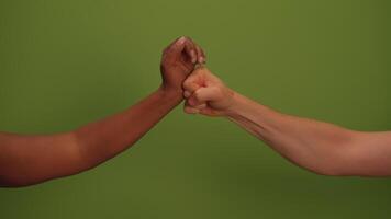 A Symbolic Fist Bump Gesture Between Various Hands Signifying Unity and Celebration video
