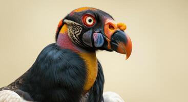 Vibrant king vulture portrait showcasing majestic plumage and distinct features for wildlife education photo