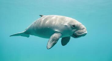 Graceful dugong swimming in tranquil ocean waters photo