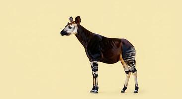Majestic okapi on a minimalistic background for wildlife conservation themes photo