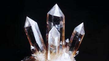 A Stunning Crystal Cluster Displayed Beautifully Against a Dark Background Setting video