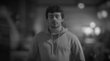 A Reflective and Contemplative Portrait Created in Black and White Artistry and Style video