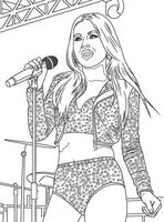 a person singing a song on stage line art silhouette vector