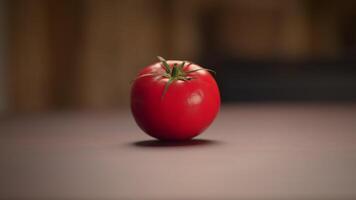 A Fresh and Bright Red Tomato Sitting on a Rustic Wooden Table Ready to Be Enjoyed video