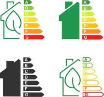 Energy efficient home editable stroke outline icon set isolated on white background. vector