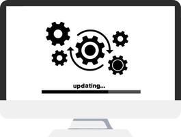 Loading process in computer screen. System software update, data upgrade, or synchronize with progress bar. vector