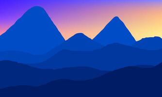 illustration of a mountain view at dawn with conditions that are still dark vector