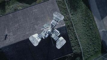 An Aerial View of a Futuristic Satellite Captured from Above, Showcasing Advanced Technology video