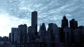 An Urban Skyline Silhouette Featuring Dramatic and Mesmerizing Clouds in the Background video