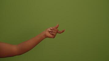 This gesture beautifully contrasts with a calming green background in art and design video
