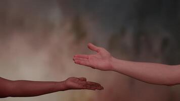 An Outstretched Hand Against a Bright and Colorful Background Full of Various Colors and Shapes video