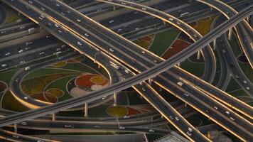 An aerial view showcasing the intricate and complex design of a highway interchange system video