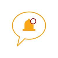 Flat design style modern illustration icon of bell in speech bubble. Notification bubbles icon. Quality design element. color style notification bubbles icon. Editable Sign. vector